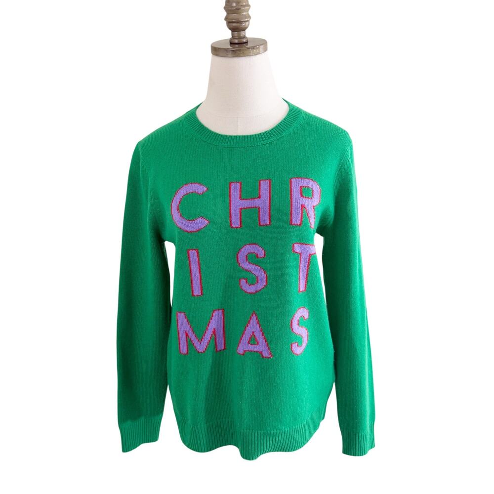 Chinti & Parker Green Christmas Sweater Size Small Crew Neck Wool/Cashmere Blend